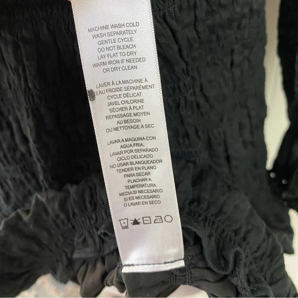 Frame V Neck Smocked Dress Mini Size Small Cotton Ruched Long Sleeve - Picture 13 of 14